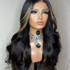 Front view of HD Transparent Closure Wig Straight 24 Inch with sleek finish and 300% volume