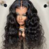 Close-up of 5x5 HD lace and Italian curly texture with bleached knots and baby hairs