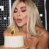 Woman in INDIA 22 inch HD transparent lace frontal wig holding birthday cake